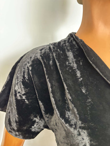 3XL | Black Velvet 1940s Style Dress