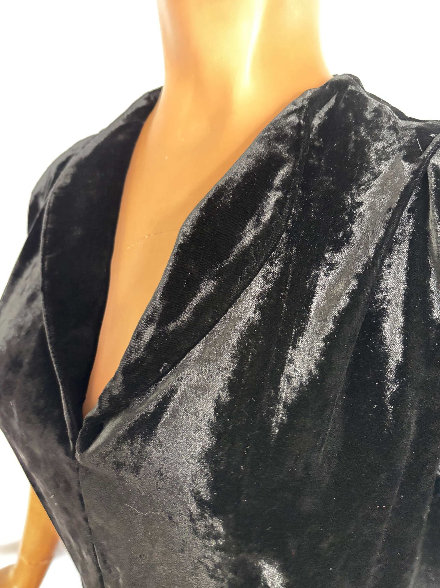 3XL | Black Velvet 1940s Style Dress