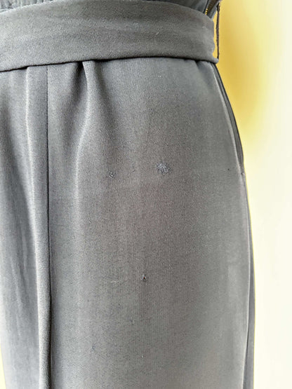 XL | 1940s Navy Crepe Dress With Pintuck Front