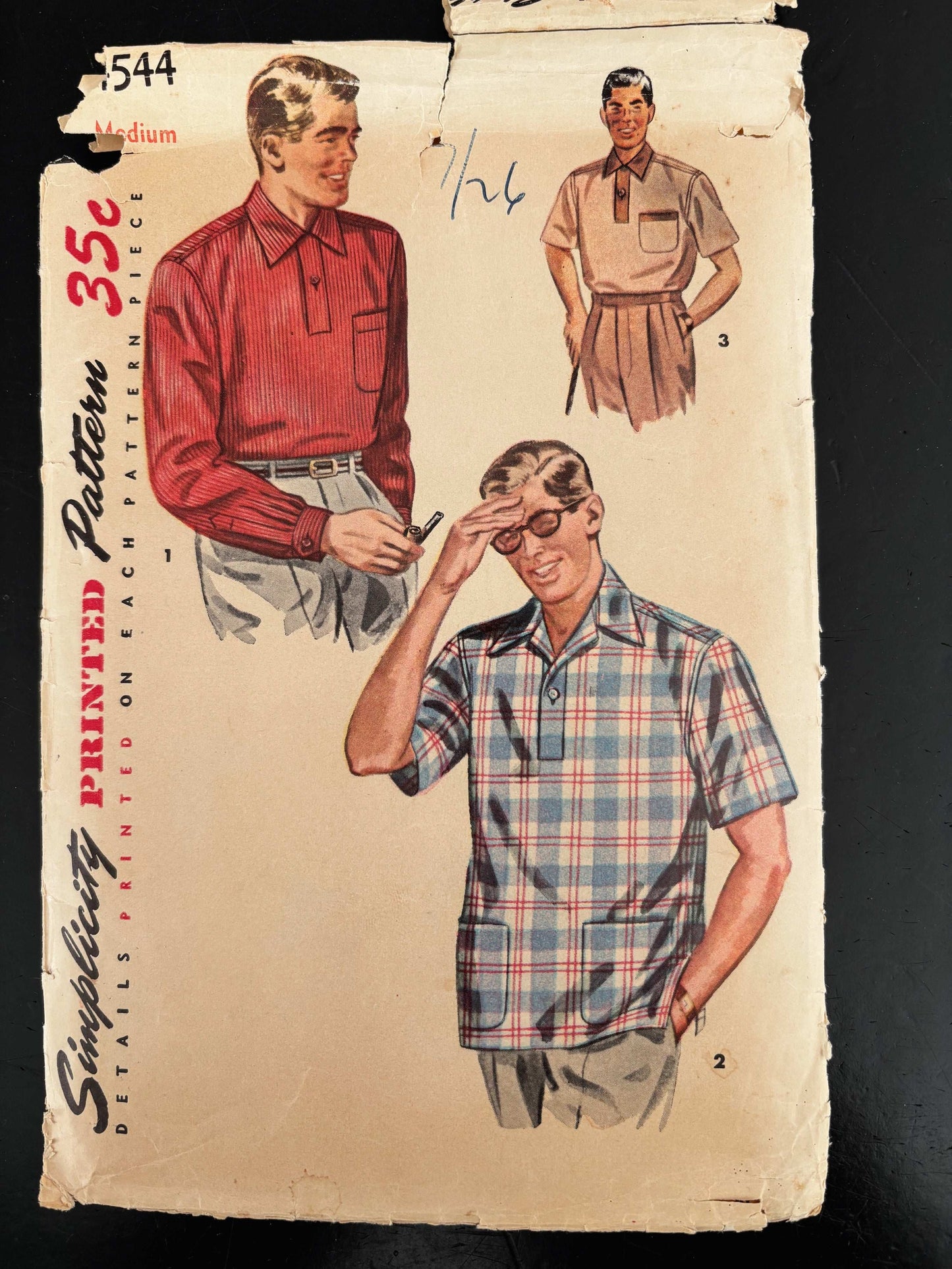 1950s Size Medium Men’s Sport Shirt – Simplicity 4544 Sewing Pattern