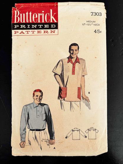 1950s Size Medium Men’s Sport Shirt – Butterick 7303 Sewing Pattern