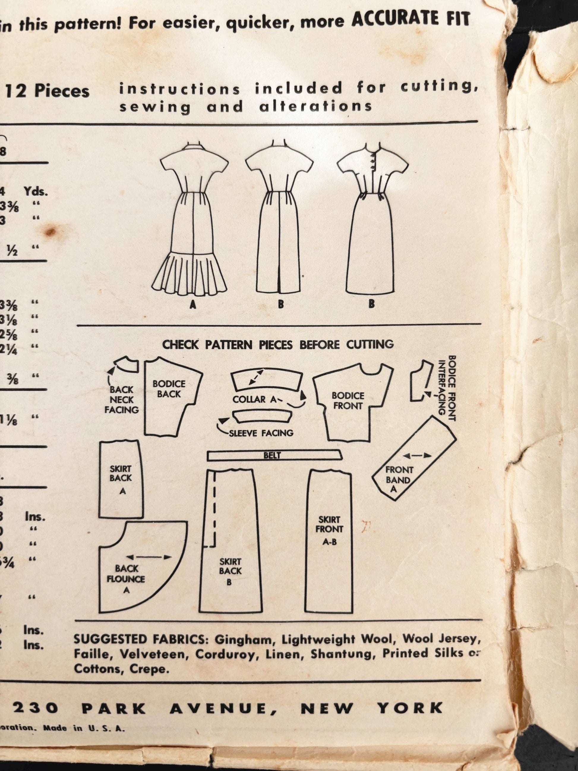 1950s Size 14 Dress – McCall’s 3753 Sewing Pattern