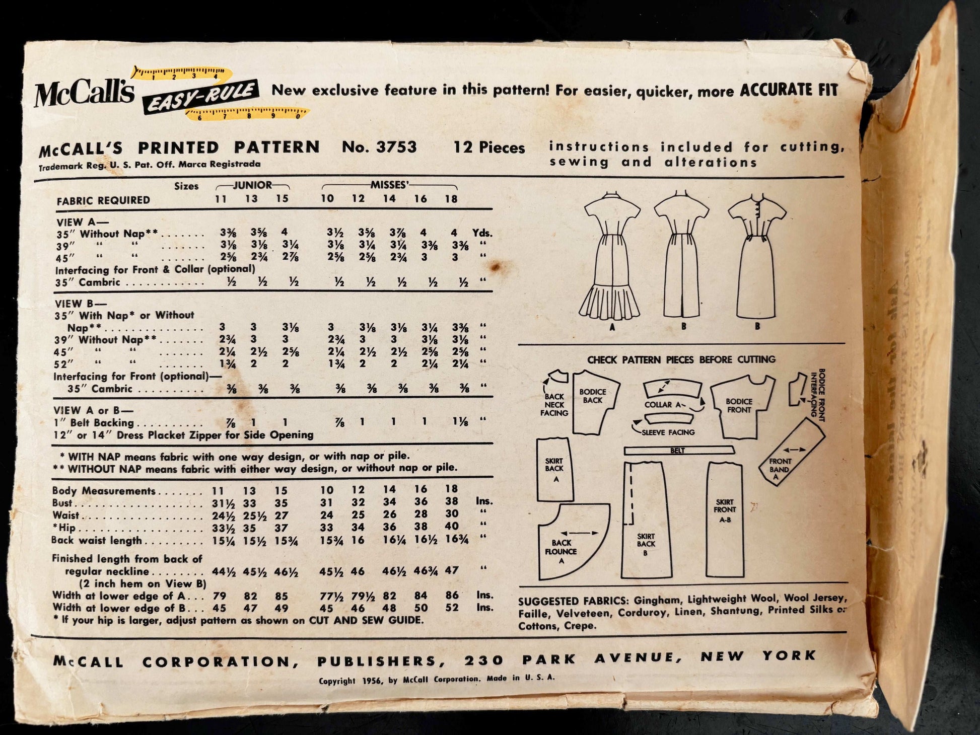 1950s Size 14 Dress – McCall’s 3753 Sewing Pattern