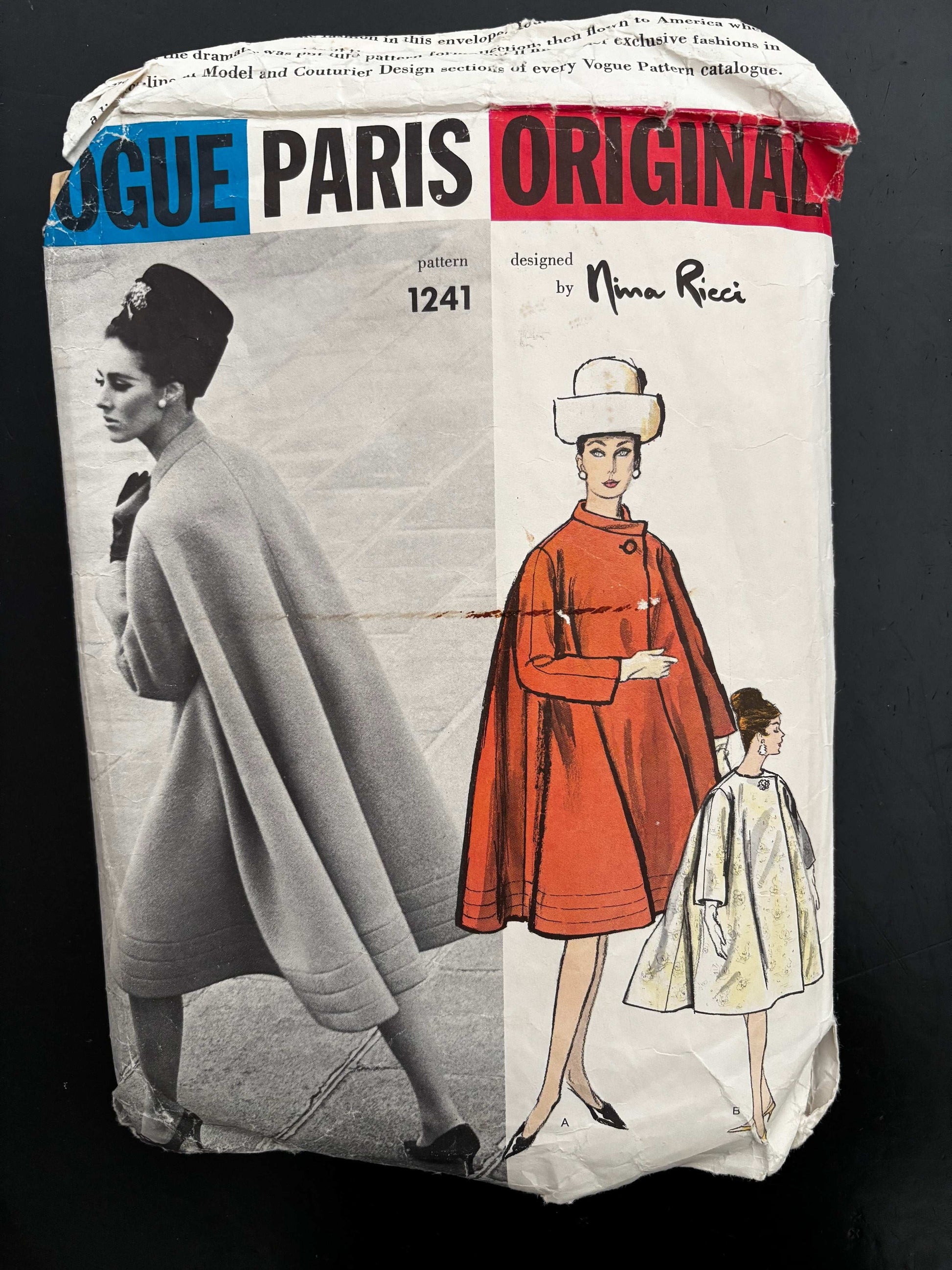 Vogue Paris Original 1241 — Nina Ricci Coat Pattern (ca. early 1960s)