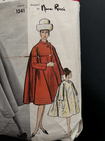 Vogue Paris Original 1241 — Nina Ricci Coat Pattern (ca. early 1960s)
