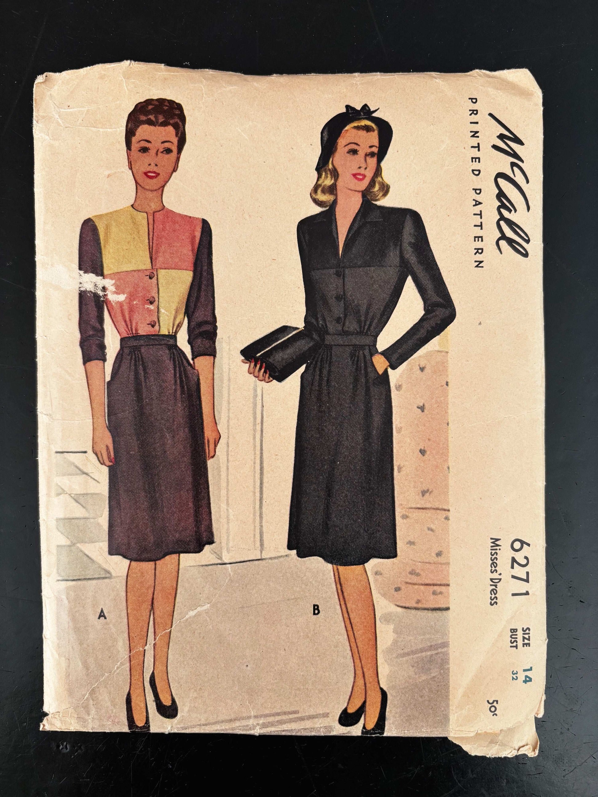 1940s Size 14 Dress – McCall 6271 Sewing Pattern