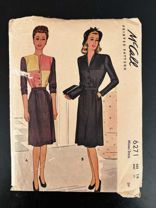 1940s Size 14 Dress – McCall 6271 Sewing Pattern