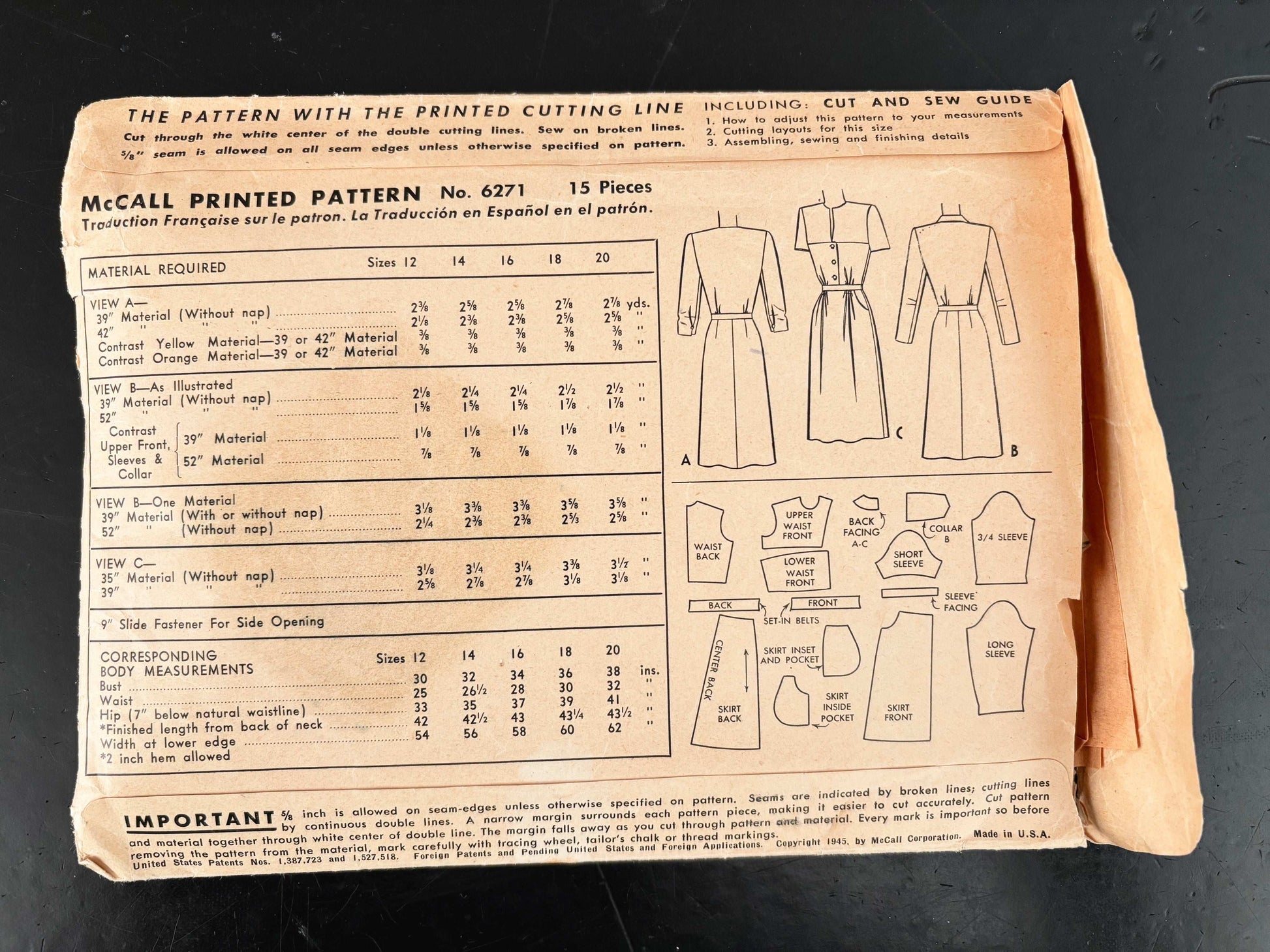 1940s Size 14 Dress – McCall 6271 Sewing Pattern