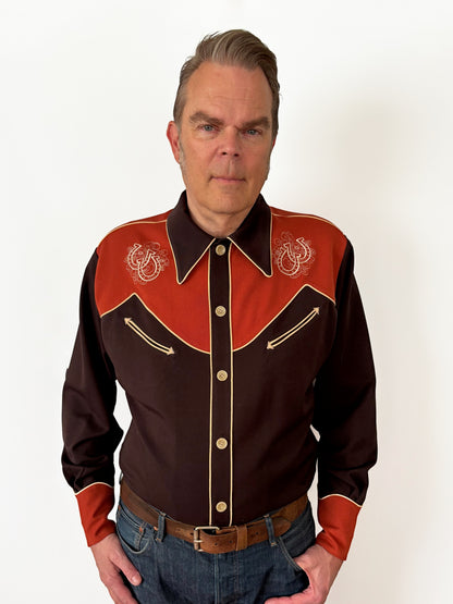 Lee 1940s Style Men's Western Shirt Brown / Burnt Orange - Made to Order