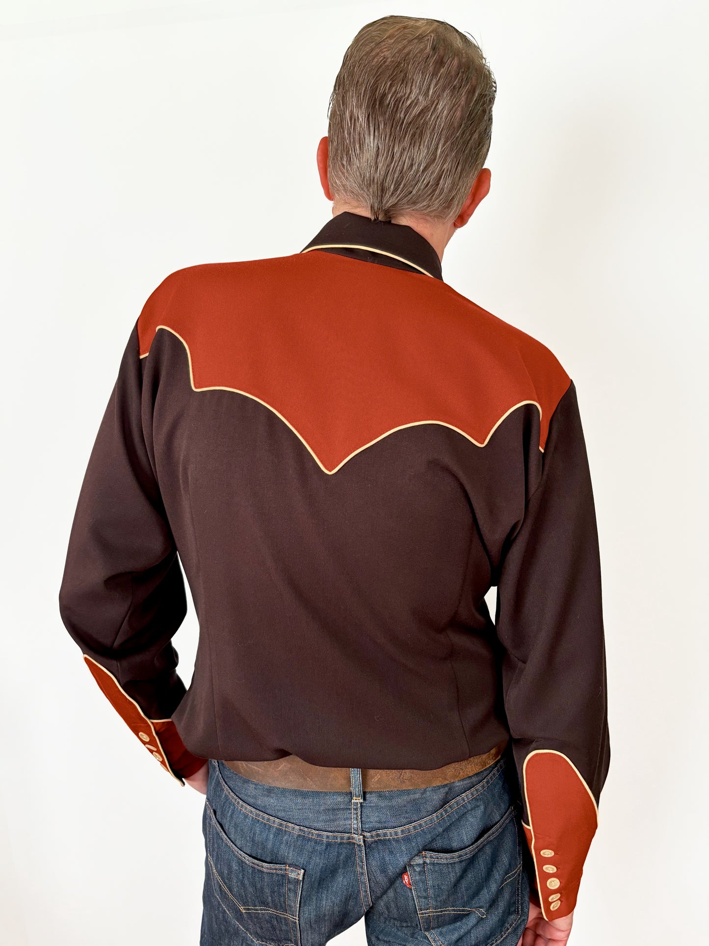 Lee 1940s Style Men's Western Shirt Brown / Burnt Orange - Made to Order