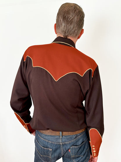 Lee 1940s Style Men's Western Shirt Brown / Burnt Orange - Made to Order
