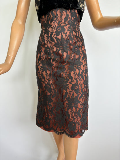 1950s/60s Lilli Diamond Satin and Lace Dress | XS