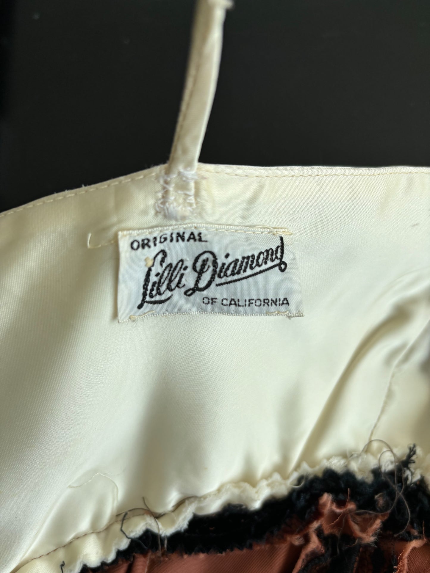 1950s/60s Lilli Diamond Satin and Lace Dress | XS