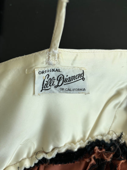 1950s/60s Lilli Diamond Satin and Lace Dress | XS