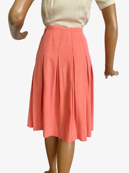 1940s Bobbie Brooks Wool Pink Skirt  | Size XXS