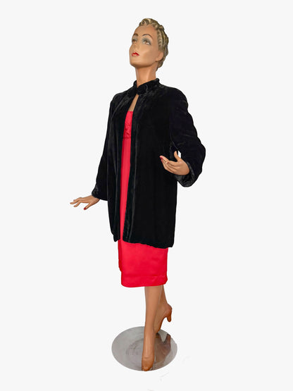 S/M | 1930s Black Silk Velvet Opera Coat