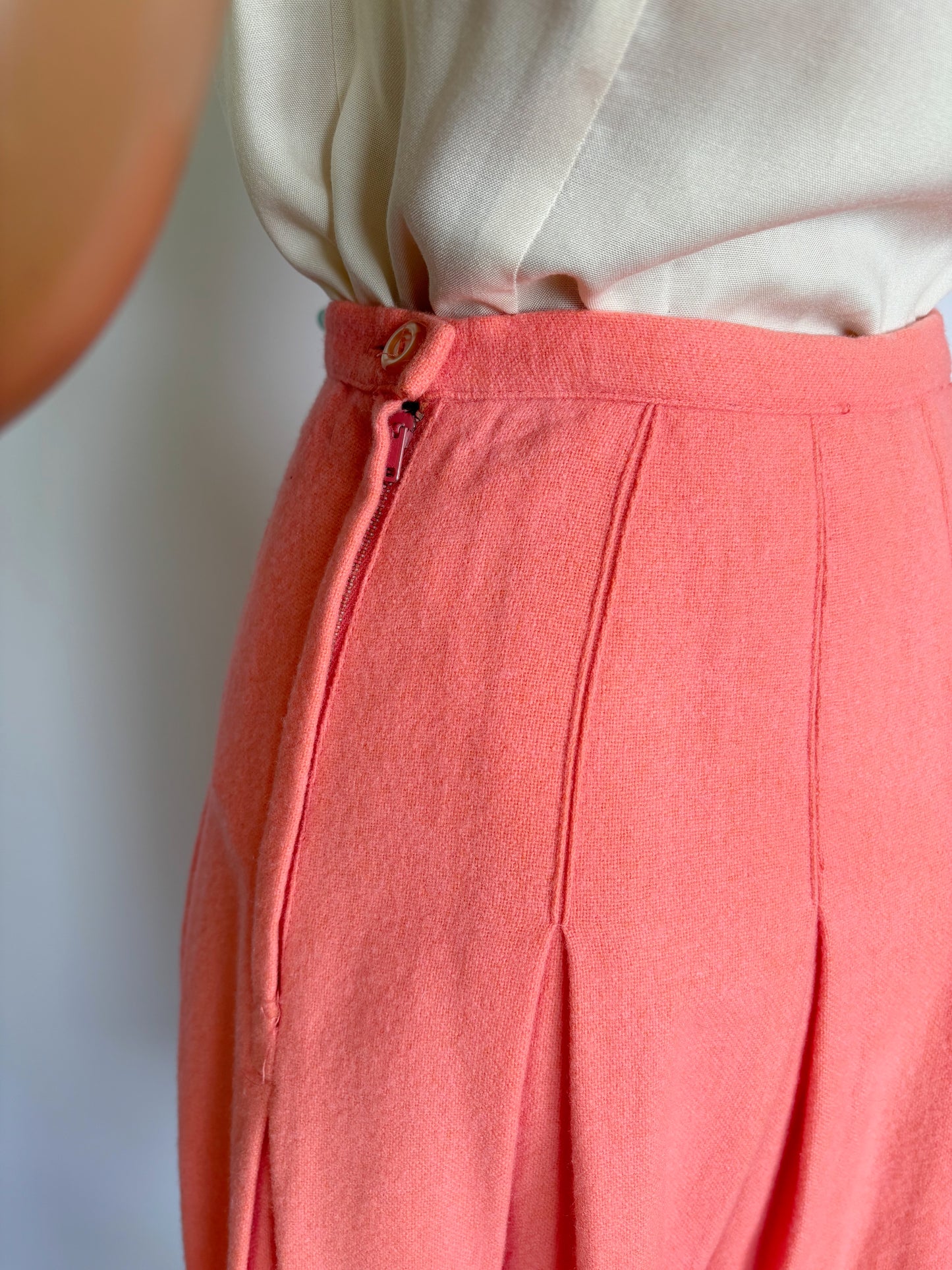 1940s Bobbie Brooks Wool Pink Skirt  | Size XXS