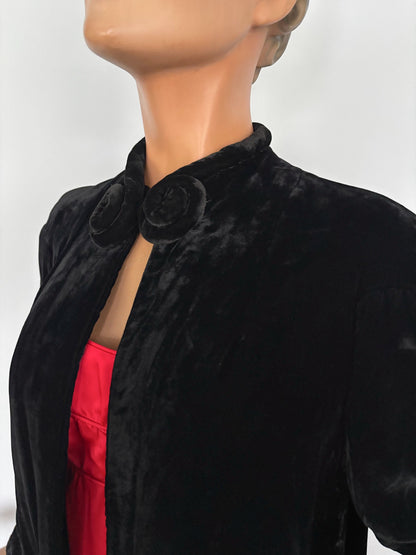 S/M | 1930s Black Silk Velvet Opera Coat