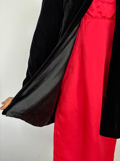 S/M | 1930s Black Silk Velvet Opera Coat