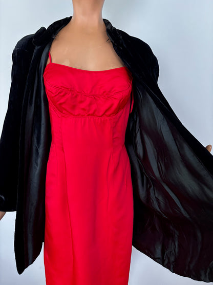 S/M | 1930s Black Silk Velvet Opera Coat