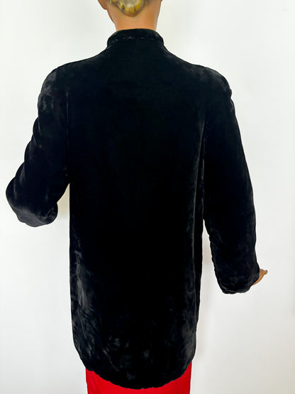 S/M | 1930s Black Silk Velvet Opera Coat