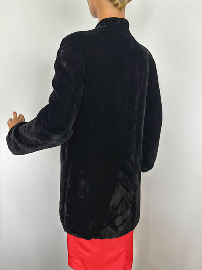 S/M | 1930s Black Silk Velvet Opera Coat