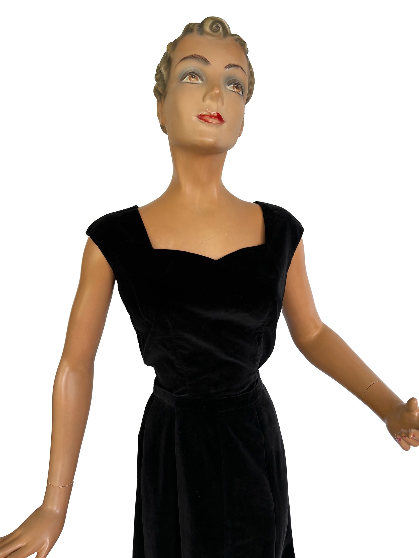 1950s 'Walk by Charles Inc.' Black Velvet Cotton Two Piece Suit | S/M
