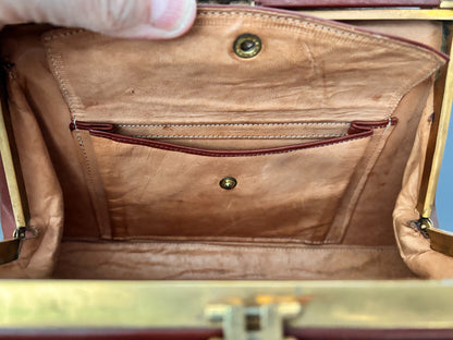 1930s/40s Brown Leather Art Deco Handbag