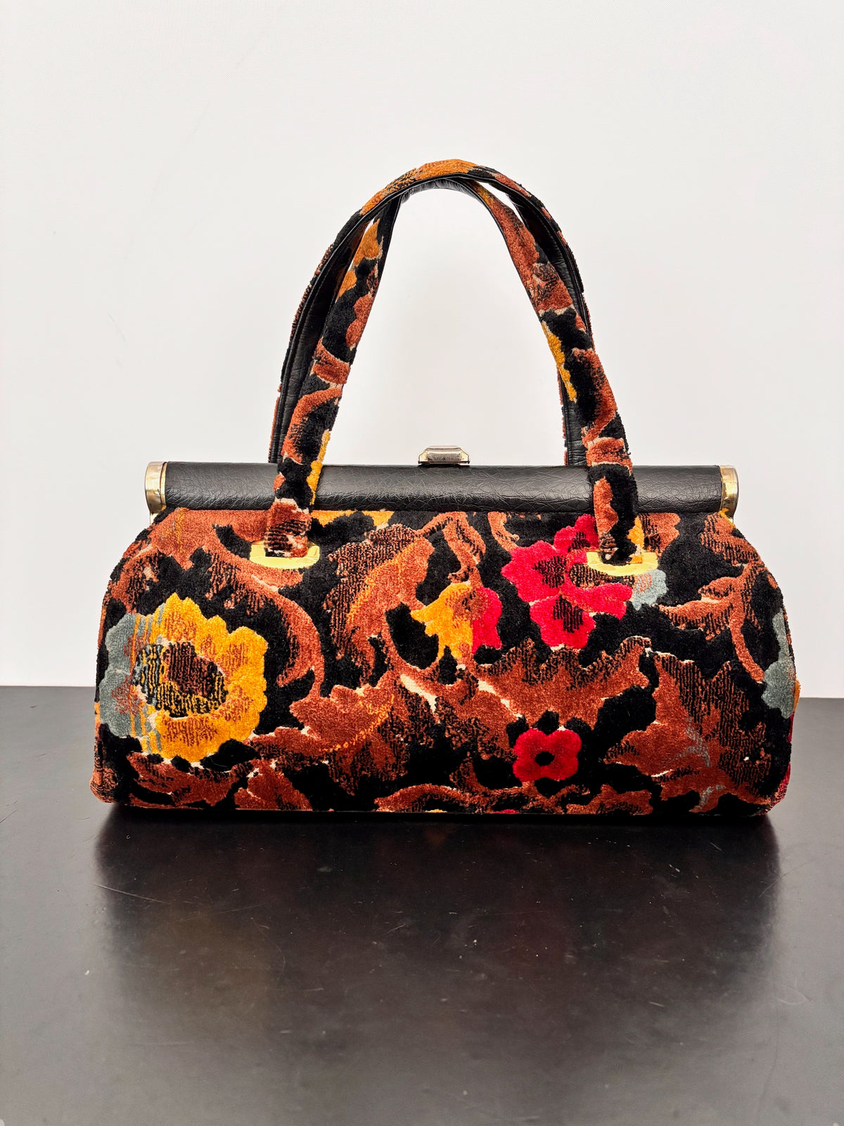 1960s J.R. Florida Floral Velvet Handbag