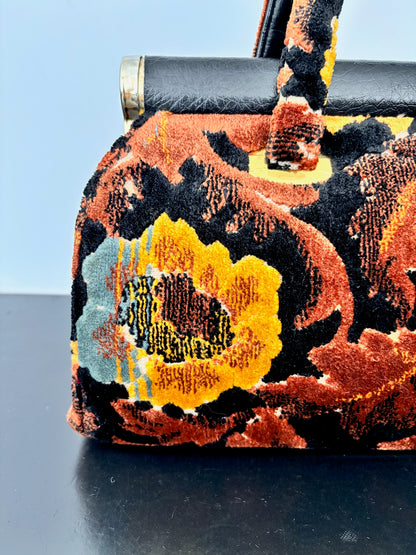 1960s J.R. Florida Floral Velvet Handbag