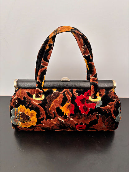 1960s J.R. Florida Floral Velvet Handbag