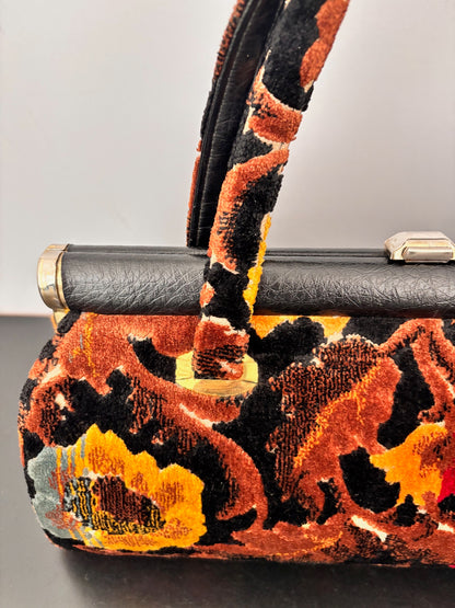 1960s J.R. Florida Floral Velvet Handbag