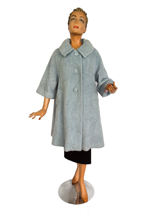 XS - M | 1950s Lilli Ann Mohair Wool Swing Coat With 3/4 Sleeves
