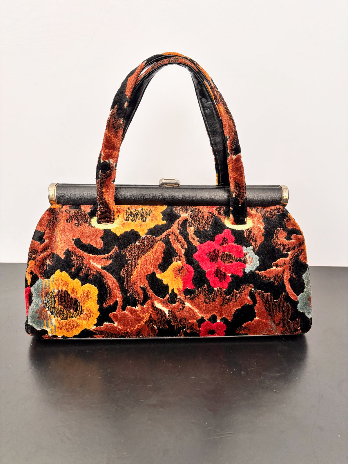 1960s J.R. Florida Floral Velvet Handbag