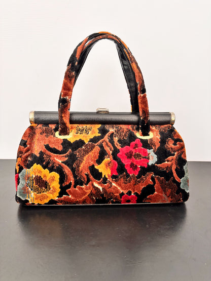 1960s J.R. Florida Floral Velvet Handbag