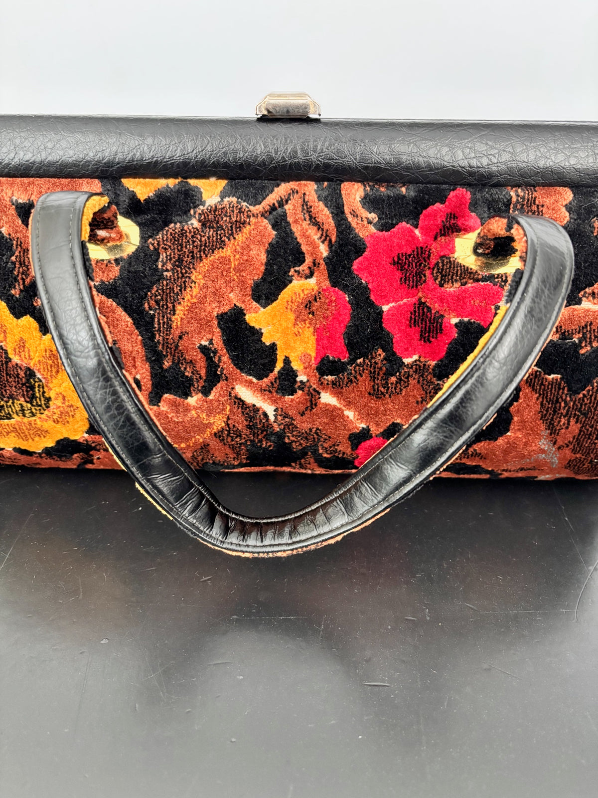 1960s J.R. Florida Floral Velvet Handbag