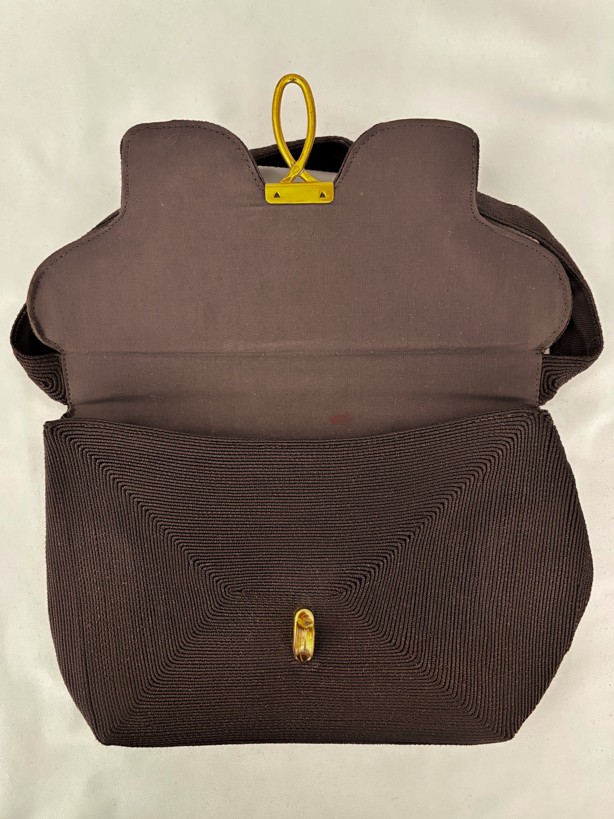 1940s Brown Genuine Cordé Handbag