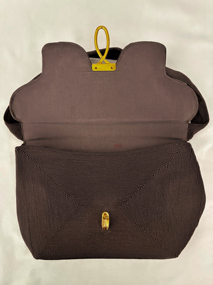 1940s Brown Genuine Cordé Handbag