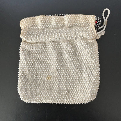 1960s Reversible Beaded Drawstring Purse Pouch