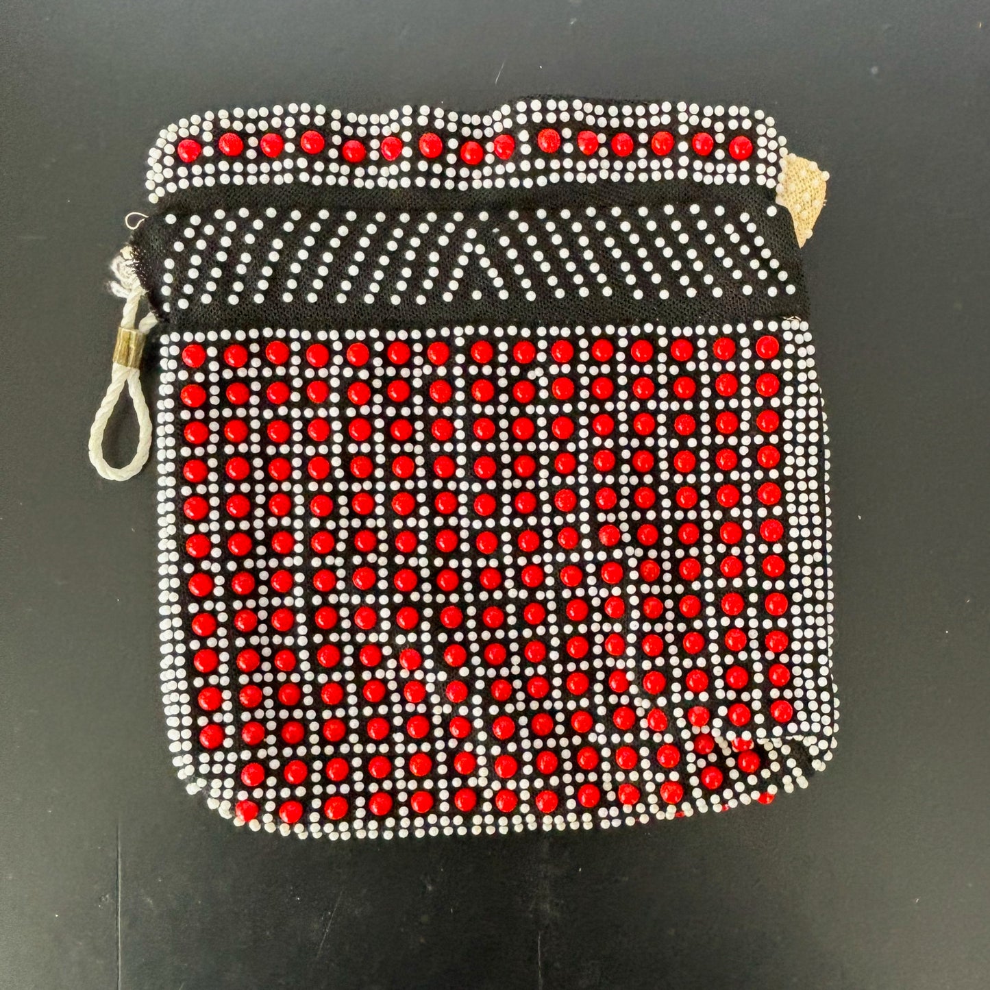 1960s Reversible Beaded Drawstring Purse Pouch