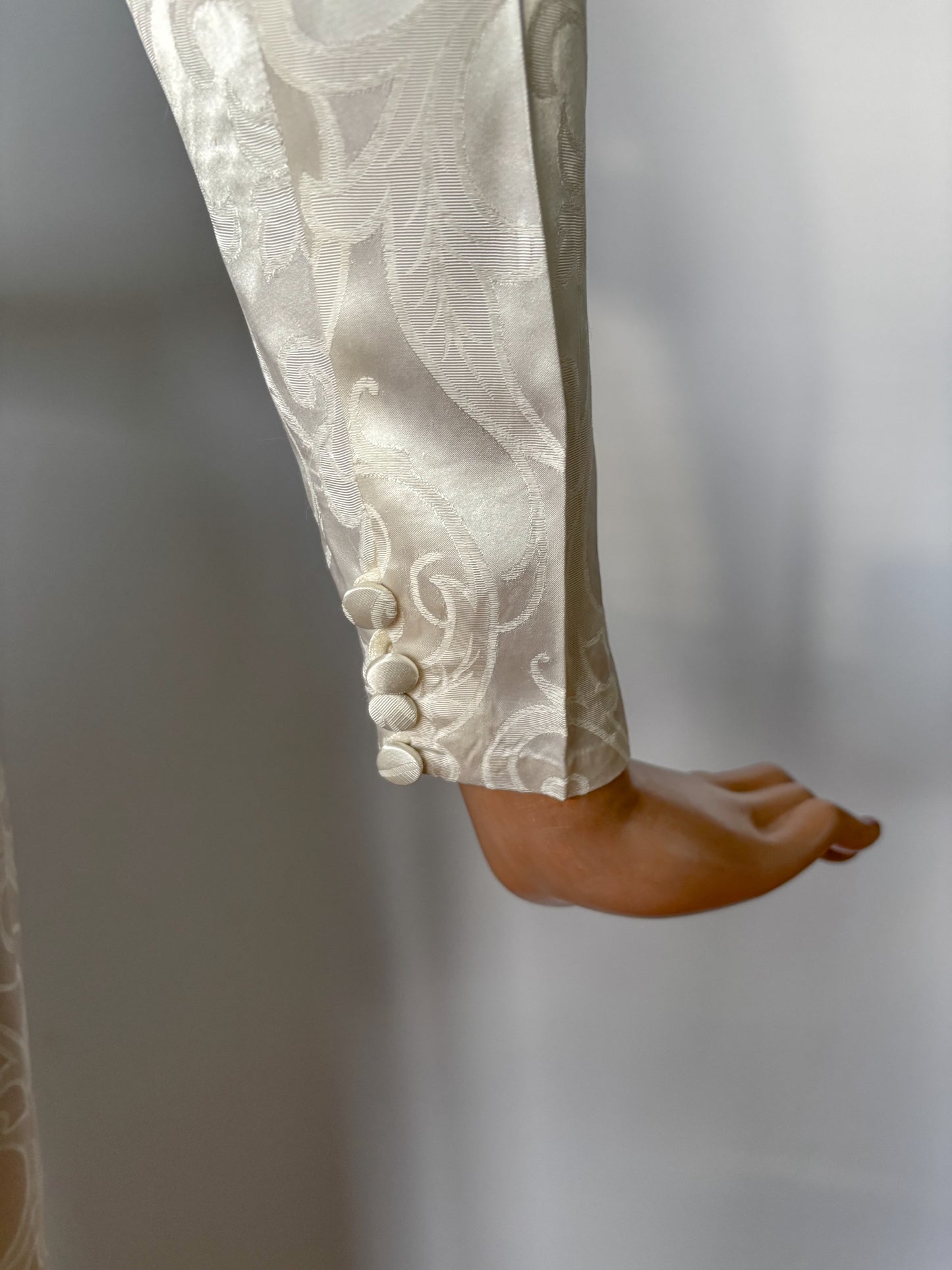 1940s Satin Brocade Wedding Dress | Small/Medium