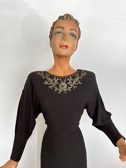 1930s Sequined Fishtail Dress | S