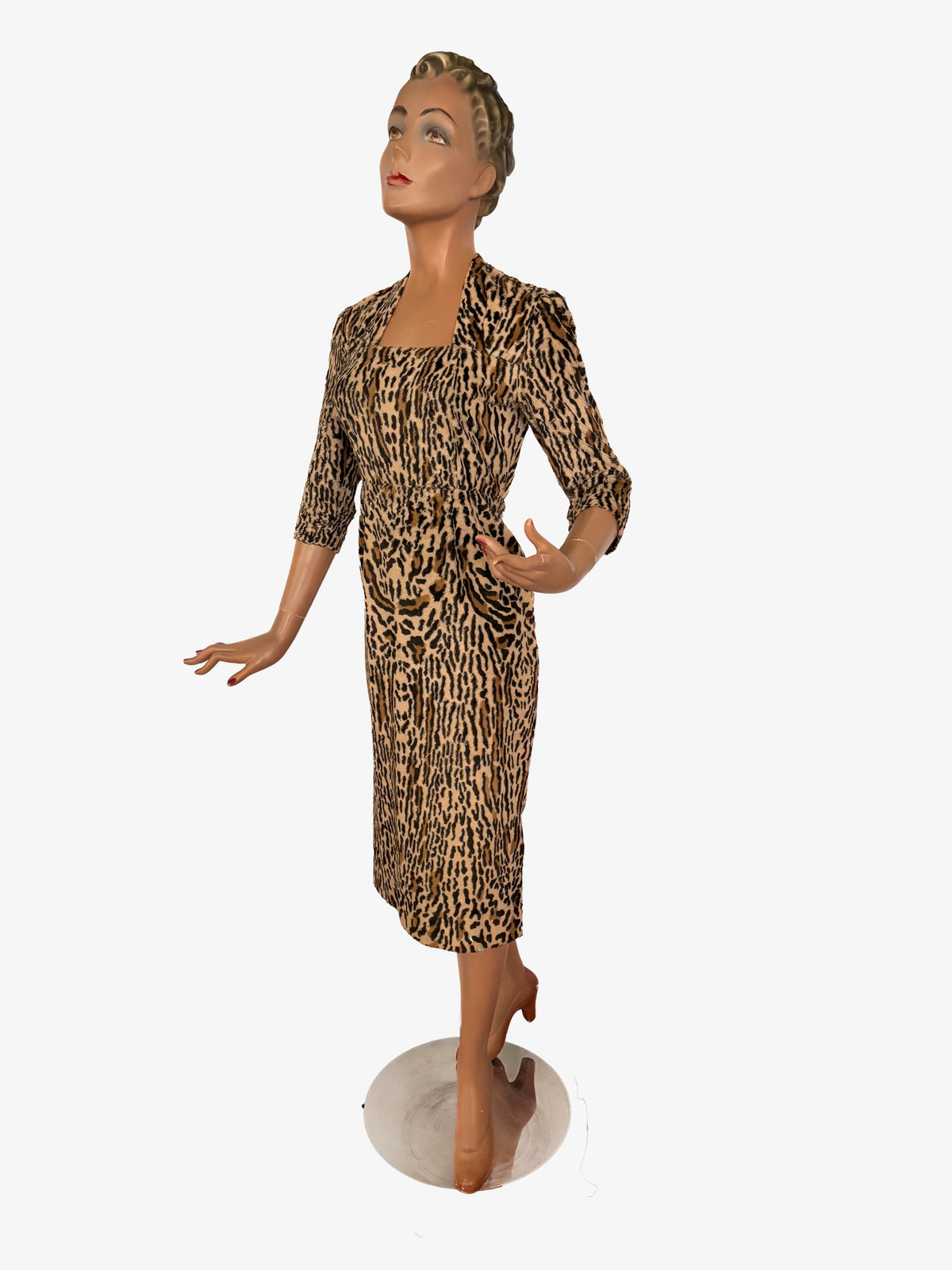 XS | 1950s Leopard Print Bombshell Wiggle Dress