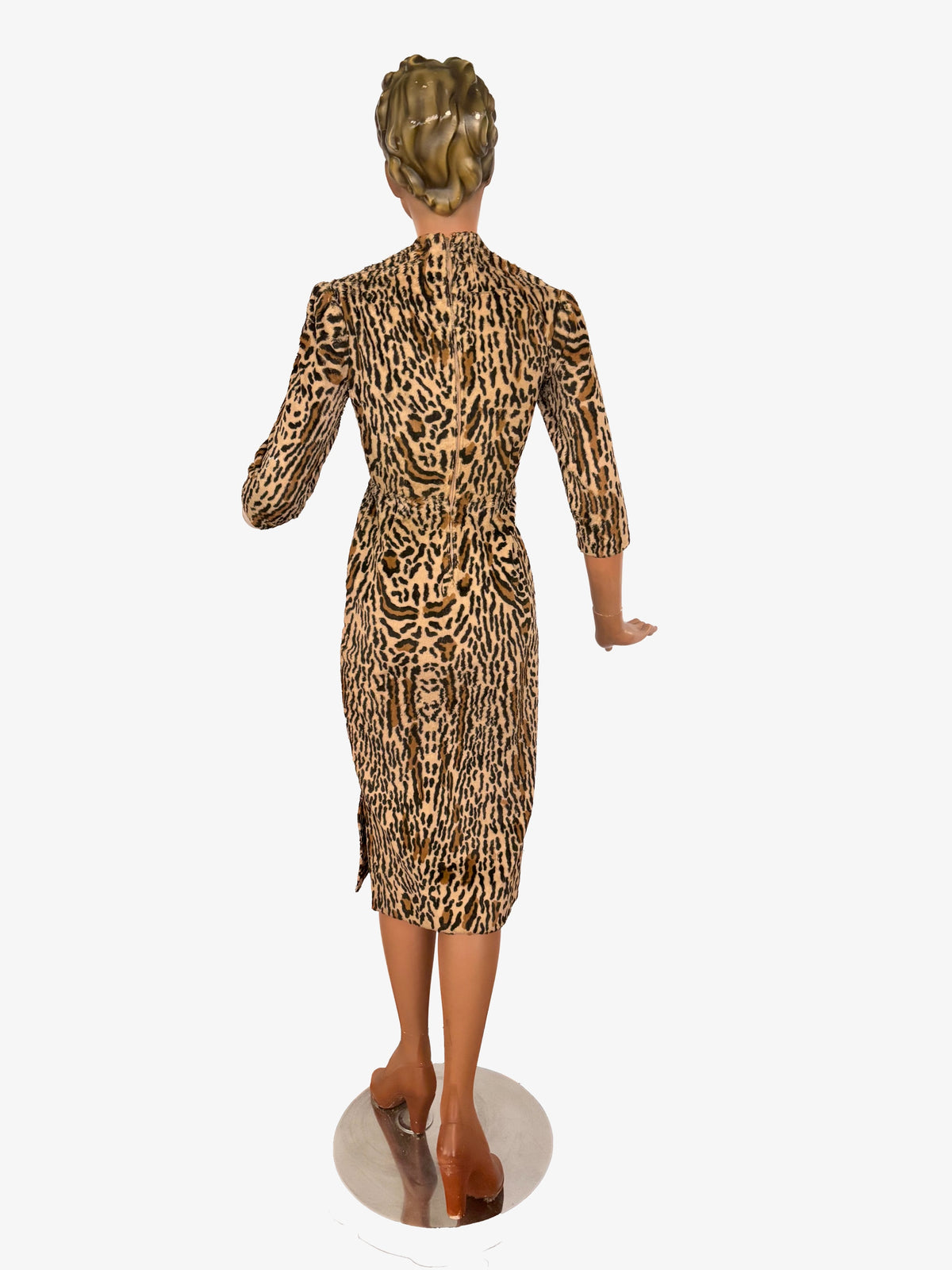 XS | 1950s Leopard Print Bombshell Wiggle Dress