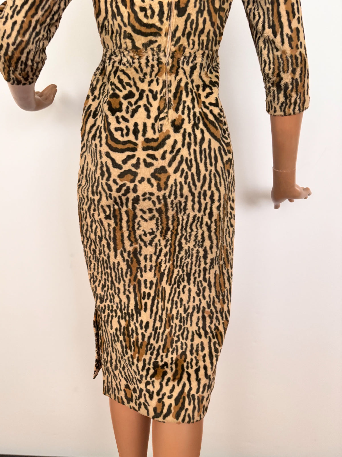 XS | 1950s Leopard Print Bombshell Wiggle Dress