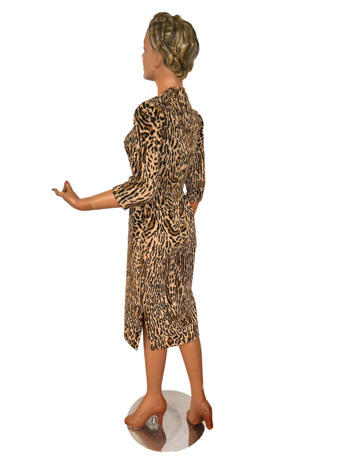 XS | 1950s Leopard Print Bombshell Wiggle Dress