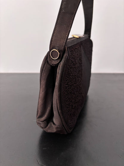 1940s Black Corded Evening Bag