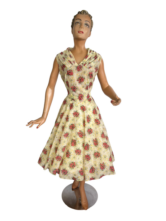 1950s Wool Semi-Sheer Swing Dress | Size Small/Medium