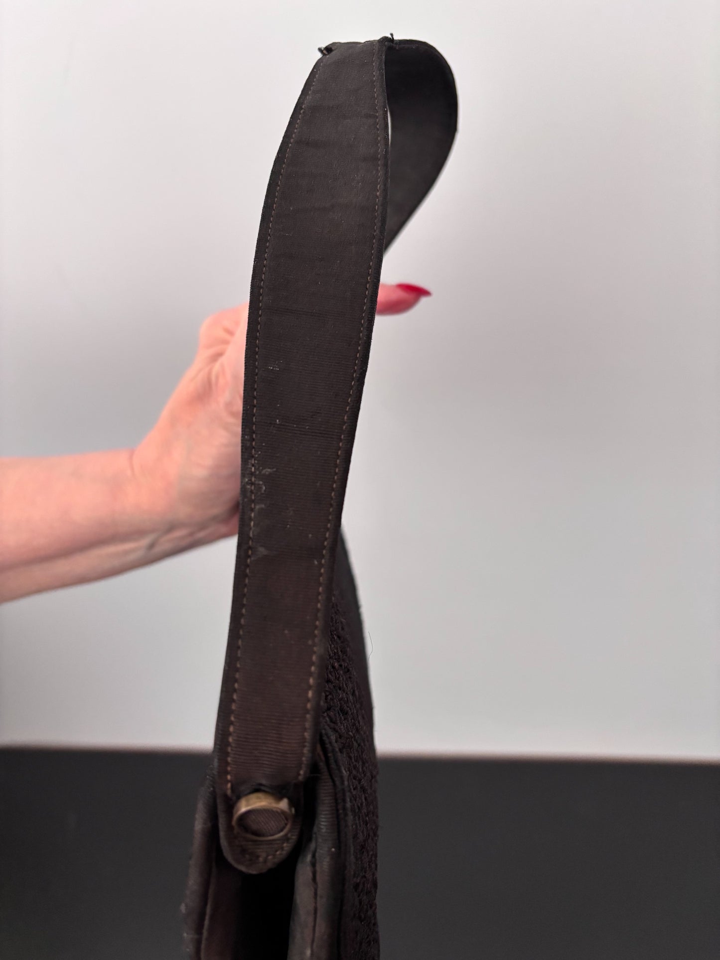 1940s Black Corded Evening Bag