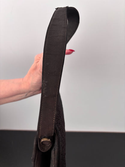 1940s Black Corded Evening Bag